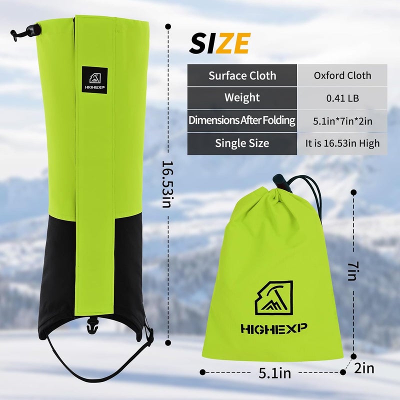 HIGH EXPERIENCE Store Leg Gaiters 100% Waterproof Adjustable Shoe Snow Boot Guard Gators for Hiking Shoe Cover Hunting Snowshoeing Climbing Walking for Women Men - Image 2